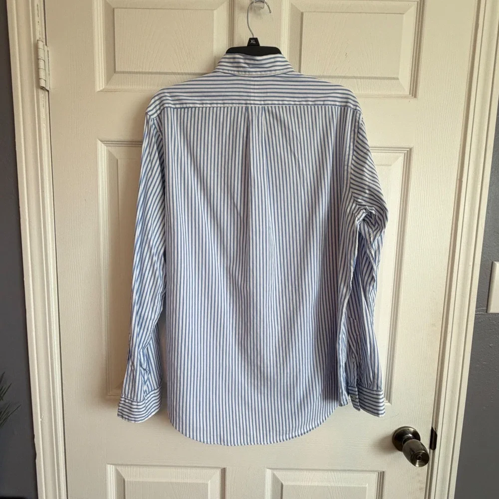 Polo Ralph Lauren Mens XL Blue White Striped Oxford Button Down Classic Fit
